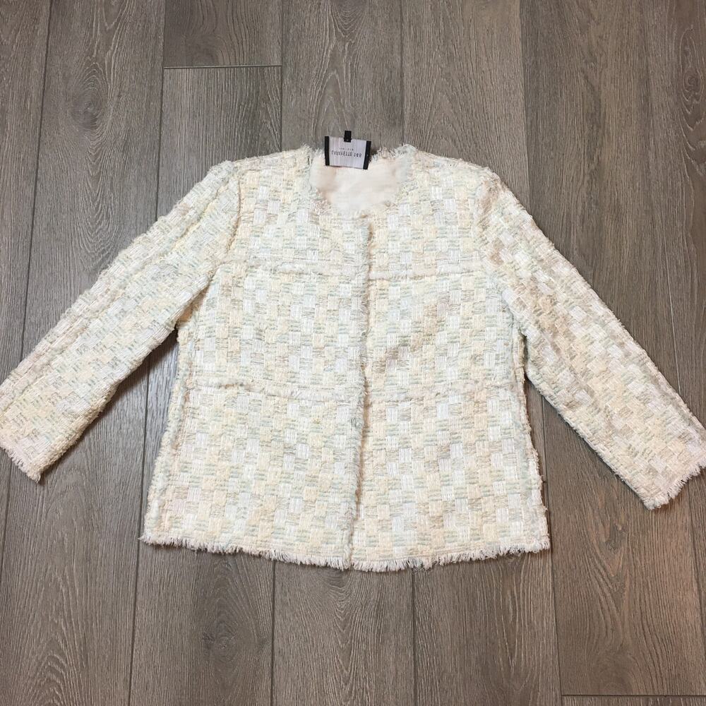 Lafayette 148 M Women's Aisha Cloud Tweed Zip Up Neutral Blazer Jacket